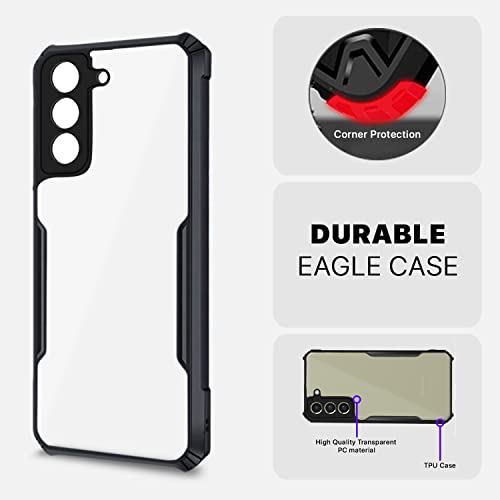 Image of Outlouders Back Cover for Samsung Galaxy S21 Fe 5G | Ultra Hybrid Transparent | Full Camera Protection | Raised Edge | Crystal Clear Bumper Case(Black)