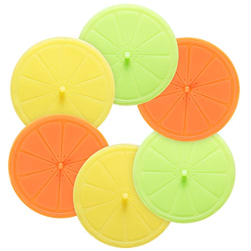 ME.FAN Silicone Cup Lids - Orange Cup Cover [6 Set] Anti-dust Airtight Seal