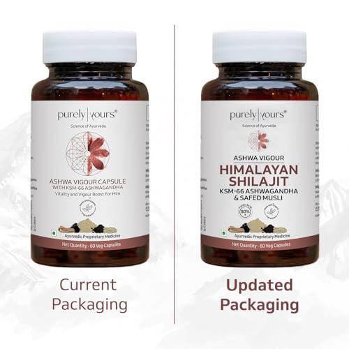 Image of Purely Yours Shilajit Capsules (60) with Shilajit Resin (20g) Combo | 80% Fulvic Acid & KSM-66 Ashwagandha | Boosts Strength, Stamina & Muscle Growth| 100% Ayurvedic