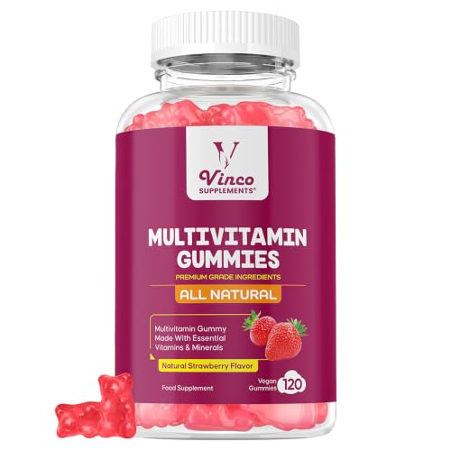 Multivitamin Gummies for Women and Men - 13 Essential Ingredients - 120 Gummies - 2 Month Supply - Natural Strawberry Flavour - Vitamins and Minerals with VIT C D3 B6 B7 B12 & Zinc