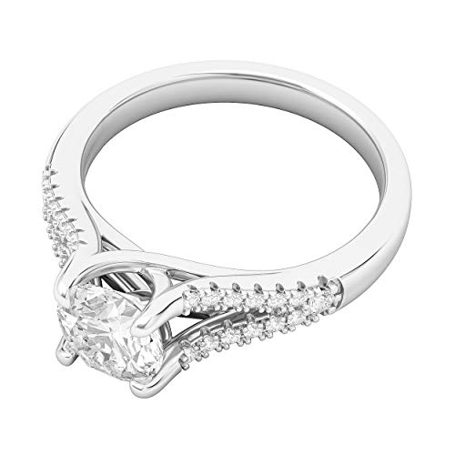 Sterling Silver Split Shank Trellis Simulated 1.0 CT Diamond or Genuine Moissanite Promise Bridal Engagement Ring3