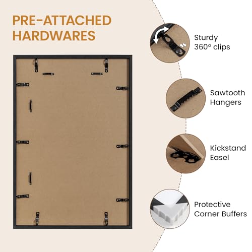 Image of 15x22 Picture Frame Oak Wood,15 inchx22 inchBlack Color Wooden Frames with Tempered Glass,22x15 inch Wall Gallery Poster Frame with No Mat,15 by 22 Frames Horizontal and Vertical for Wall Mounting