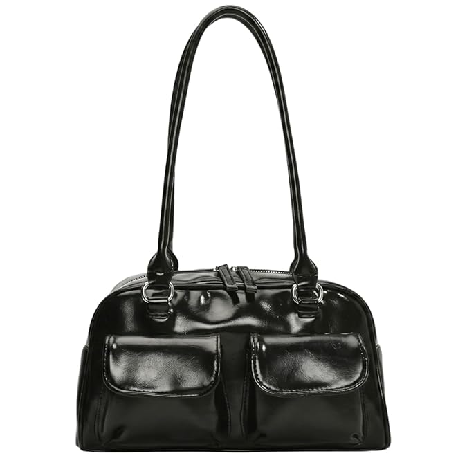 baguchi bags Women's Y2K East-West Black Baguette Shoulder Bag | Premium PuLeather Retro Finish | Stylish Office or College/Shopping Handbag with Multiple Spacious Pocket-picture-27