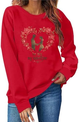 Valentine's Sweatshirt for Women Cute Love Heart Shirts Crewneck Long Sleeve Valentine Shirt Casual Tops