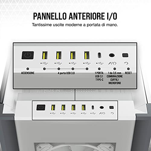 CC-9011227-WW, iCUE 7000X RGB Case per PC Intelligente ATX Full-Tower, Tre Pannelli in Vetro Temperato, Quattro Ventole RGB da 140 mm Incluse, Generoso Spazio Interno, Bianco - Case PC - Immagine 5
