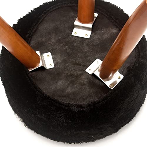 Capa Para Puff Pé Palito Redondo Pelo Curto Preto banqueta banco banquinho