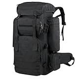 HSSMEUR Mochilas tácticas Militares de 56-75L, Mochila de Asalto del ejército, Mochila de Senderismo para Acampar, Mochila de Camuflaje, Bolsa de 3 días (Black)