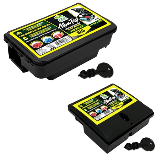 Albagarden - Trappola Per Topi Grande + Picciola - Haccp Per Disinfestazione Ratti - Porta Esche Per Veleno - Plastica Dura Professionale Per Roditori - 2 Trappole