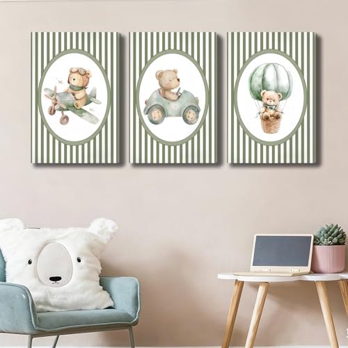 Pormipone Teddy Bear Wall Art Set of 3 Framed 12x16 Inch Nursery Decor Gift by Pormipone - Used condition - Image 2