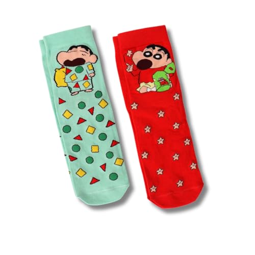 Image of THELA GAADI Shinchan Socks - Pure Cotton Crew Length Printed Funky Cartoon Socks for Men & Women | Odour Free & Beathable | Free Size & Unisex