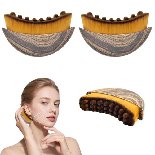 2 pièces Brosse Contour du Visage, Brosse à Sec pour le Visage, Face Brush pour Texture Raffermissante, le Visage, Sculpture du Menton et de la Mâchoire