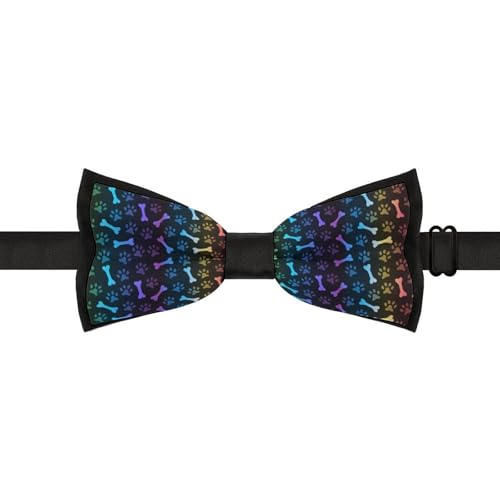 GoasNei Rainbow Paw Footprint Animal Pattern Bow Tie for Men Adjustable Necktie Funny Tie Neck Ties for Weddings Party
