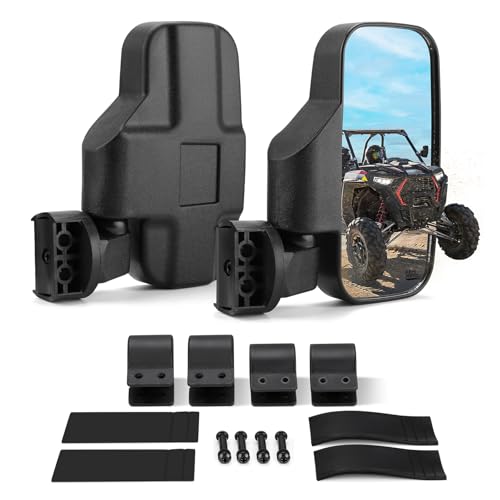 KEMIMOTO UTV Mirrors UTV Side Mirrors Fits 1.6 inch to 2 inch Roll Cage Compatible with Polaris RZR 900 1000 Can Am Kawasaki Mule Rhino YXZ Zforce Pioneer 1000/700