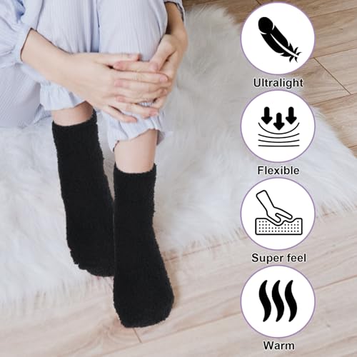 Psyqtsuary 3 Paar Kuschelsocken Damen Furry Warme Socken Damen Fluffy Mehrfarbig Thermosocken Hohe Elastizität Weihnachtssocken Schlafsocken Dicke Socken für Weihnachten Winter