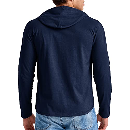 Hanes-Mens-Originals-Tri-blend-Jersey-Hoodie-T-Shirt-Hoodie-with-Henley-Collar