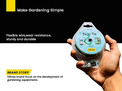 hiltree Twist tie - Spool with Cutter -50 Meter,Multipurpose :Tying Indoor and Outdoor Plants. Tying Headphone Wires, USB Cable,Climbing Plants, Flowers and Trash.Bag Packing,(Green Colour)