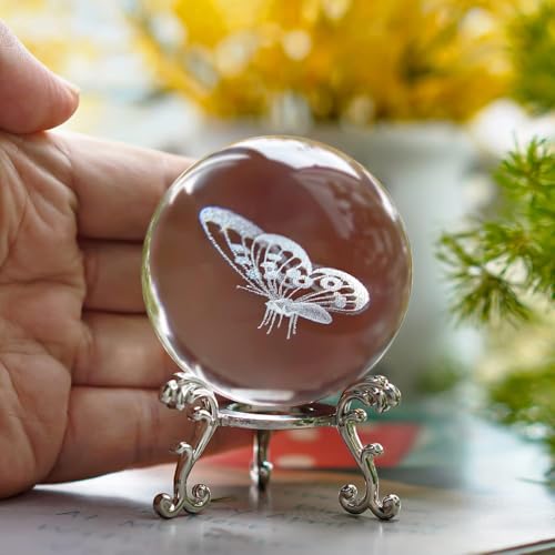 Hdcrystalgifts 3D Laser Butterfly Crystal Ball Paperweight Glass Sphere Figurines Decorative Balls Gift thumb #5