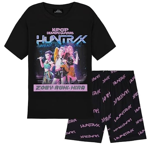 KPop Demon Hunters Oficial Huntrix Pijama Niña Manga Corta Chica, 5-14 Años, Guerreras KPOP Regalos (7-8 Años, Negro Huntrix) | Ya disponible en tu tienda friki favorita! En mundofriki.es! KPop Demon Hunters Oficial Huntrix Pijama Niña Manga Corta Chica, 5-14 Años, Guerreras KPOP Regalos (7-8 Años, Negro Huntrix) | Ya disponible en tu tienda friki favorita! En mundofriki.es!