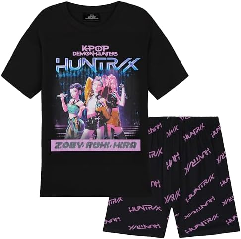 KPop Demon Hunters Oficial Pijama Niña Manga Corta Chica, 5-14 Añ...