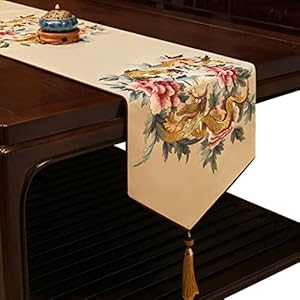 Chinese stijl tafelloper Zen thee tafel lange tv kast schoen kast cover doek retro borduurwerk bed vlag,14×67 inches…