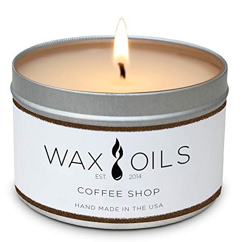 Wax and Oils Soy Wax Aromatherapy Scented Candles (Coffee Shop) 8 Ounces. Single