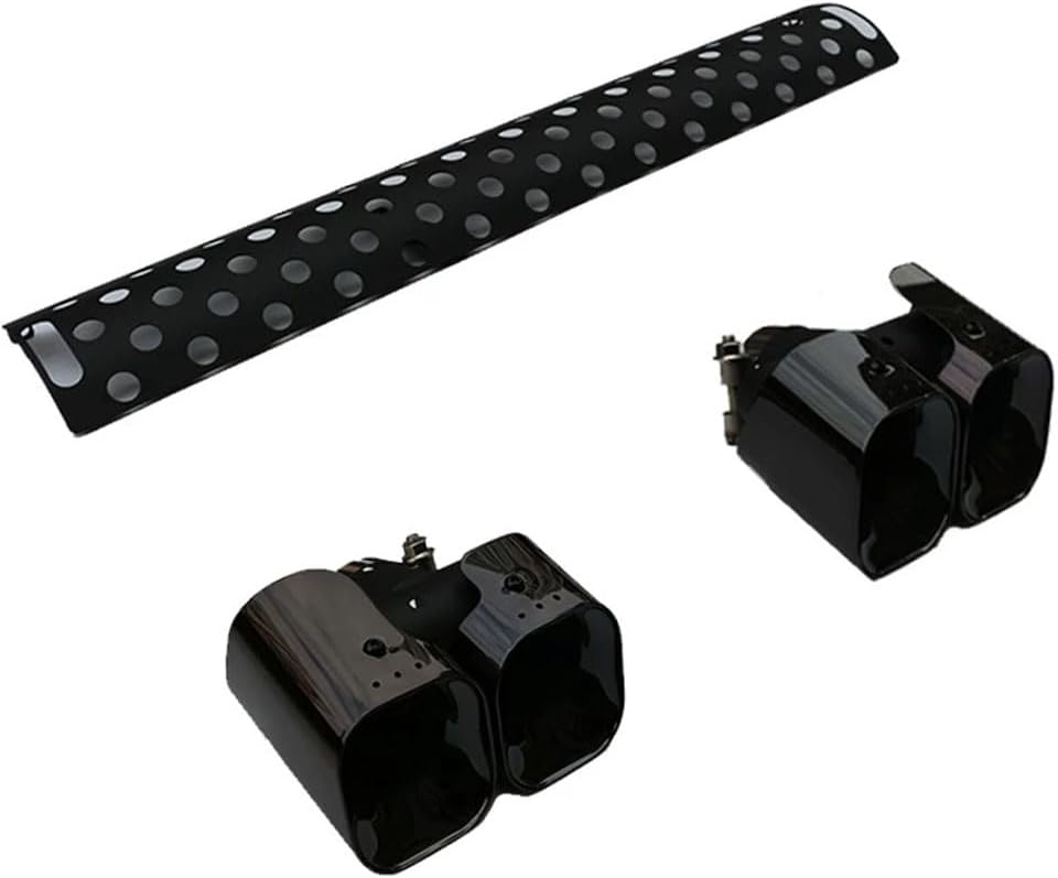 Khan Look Tail Pipe Throat fits for LR Defender 110 130 90 2020-2024 Dual Exhaust Pipe mask Exhaust Modification Decorative Accessories Stainless Steel (2.0L Black)