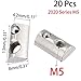 20 Pcs 2020 Series T Spring Nut, M5 Thread Roll in Spring Post Assembly T Nuts Hammer Head Fastener Nut Drop in T-Nut for 20 Series Aluminum Extrusion Profile T Slot 6mm for 3D Printer (M5)