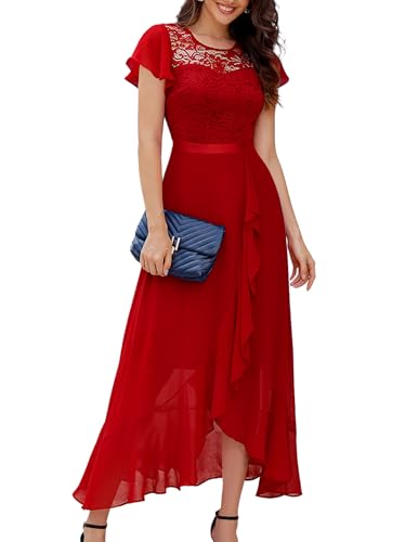 Image of BeryLove Formal Dresses for Women 2026 Wedding Guest with Slit Cocktail Elegant Lace Long Prom Dress
