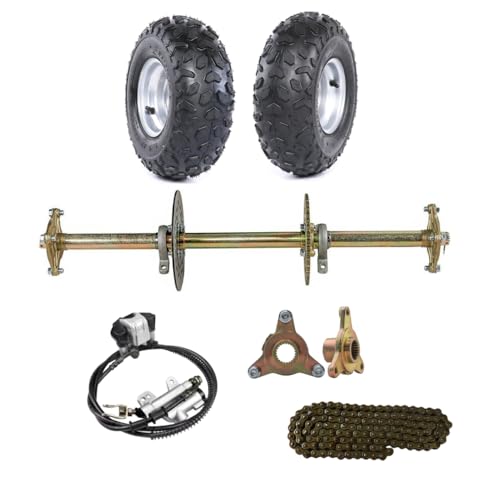 CWTD 32 Inch Rear Live Axle Kit with 420 Sprocket Brake Caliper 145/70-6 Tires for DIY Go Kart Drift Trike Quad ATV Golf Cart Buggy