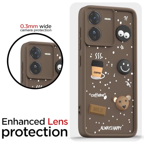 Image of Pikkme Back Cover for iQOO Z9 5G | 3D Bear Silicone Cute & Fun Coffee Cartoon | Full Body Protection Bumper Case (Brown)