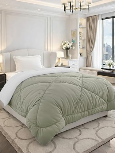 Image of Monte Carlo Polyester Comforter Single Bed | 200 GSM Lightweight & Reversible | Soft Quilt for Mild Winter | Easy Care All Season Comforter (Green) | 59 x 87 Inches