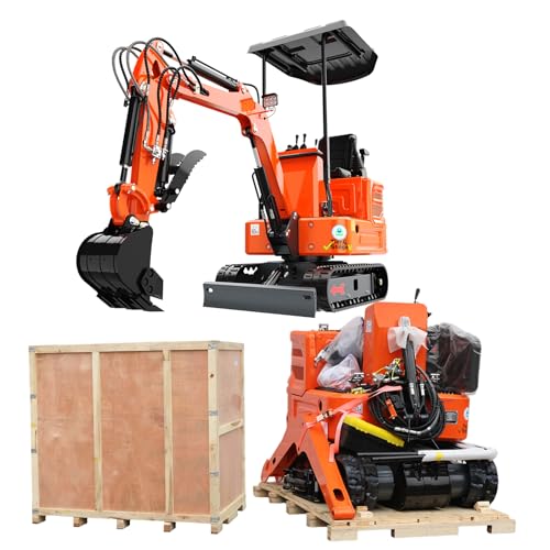 DigMaster 13.5HP Mini Excavator, 36.6" Compact Digger with B&S XR2100 Engine, Narrow Access Mini Excavator for Trenching, Landscaping, Backyard & Construction Work (Orange)