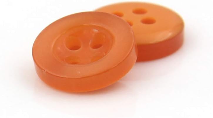 WaNana 50Pcs of Multicolor Wide Edge Resin Button - Hand Sewing DIY Pearlescent Button - Replacement Button for Shirts Cotton Jackets Orange 11mm X 50Pcs