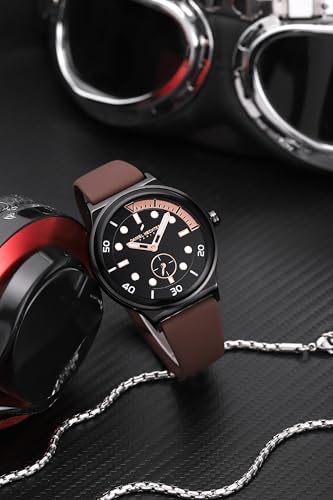 Image of Daniel Hechter Paris Auber Collection Analog Quartz Watch for Men with Round Gloss Dial, Small Seconds Sub-Dial & Silicone Strap