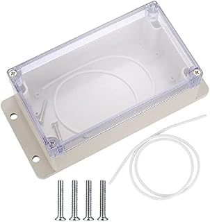 IP65 Waterproof Junction Box, Electronics Project Box, Plastic Clear Cover Project Junction Box Enclosure Case, Outdoor Electrical Box Cable Connector Boxes with Fixed Ears.