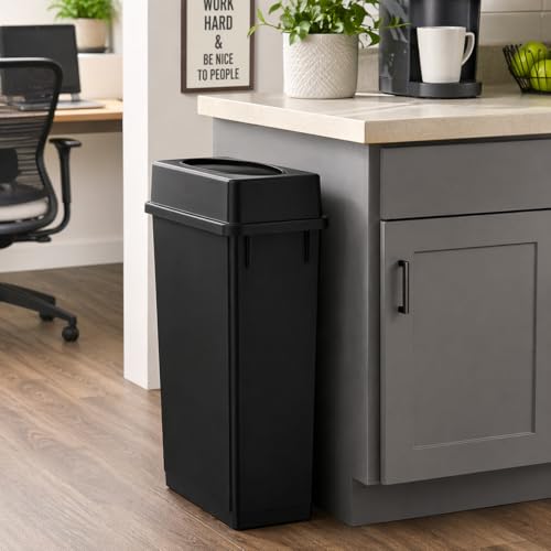 Caneca Rectangular Slim 23 gal, Tapa Basculante Negra miniatura 2