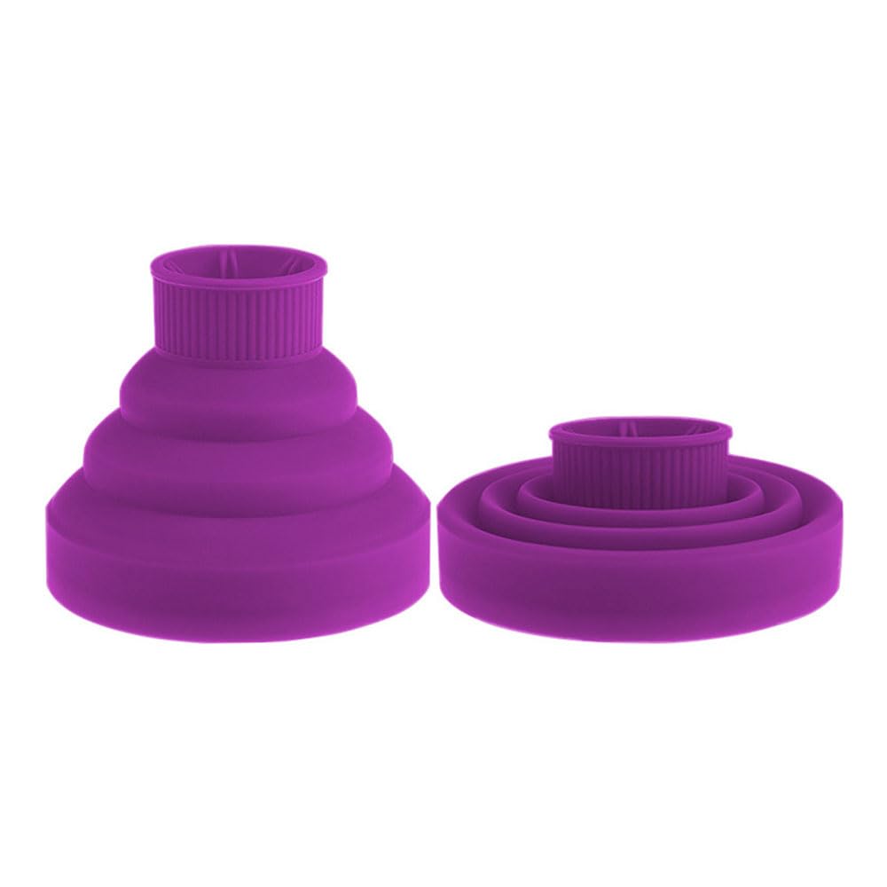 JZS Universal Collapsible Hair Diffuser, Lightweight Folding Portable Hair Diffuser Profession Blow Dryer Diffuser Attachment for Natural Thick Hair(Purple)