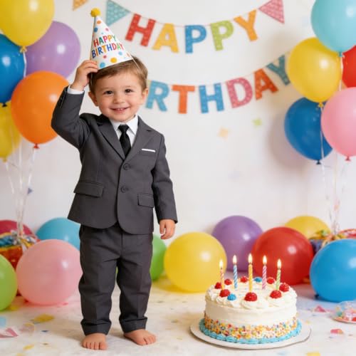 Image of Baby Boy Formal Suit for Toddler Infant Tuxedo Dress Suits | Little Gentleman, Wedding Ring Bearer Outfit, Vest Pants Long-Sleeve Shirt Tie, Birthday Party Christmas Prom, Classic