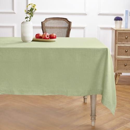 Solino Home 100% Linen Tablecloth Olive Rectangular, Athena 60 x 156 in