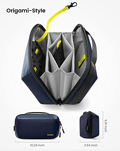 Tomtoc Electronic Organizer Accessory Tech Pouch For Macbook Charger, Cables, Power Bank, Hard Drive, Travel Cords, Water-Resistant Storage Bag With Removable Card Slots For Usb Adapter, Memory Card (Navy Blue) #TOP6
