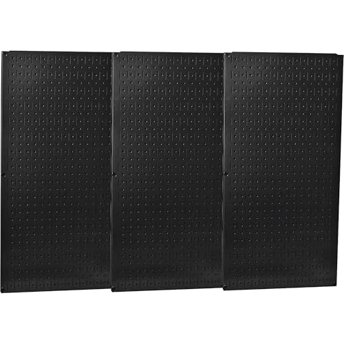 Wall Control Industrial Metal Pegboard- Black Three 16inx32in Panels