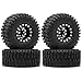 OGRC 1.0 Beadlock Wheel and Tires 7mm Negative Offset Wheels with New Compound 1.0 Tires for SCX24 Bronco C10 JLU Deadbolt Gladiator AX24 B-17 RC Crawler Car (Black)