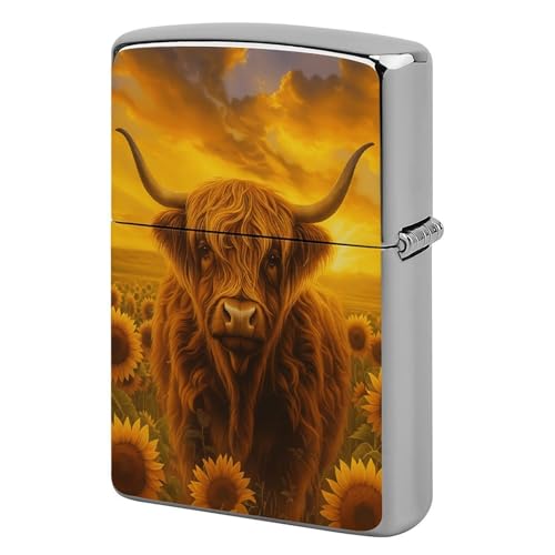 Funda clásica de cobre para encendedor Sunflower Highland Cow miniatura 1