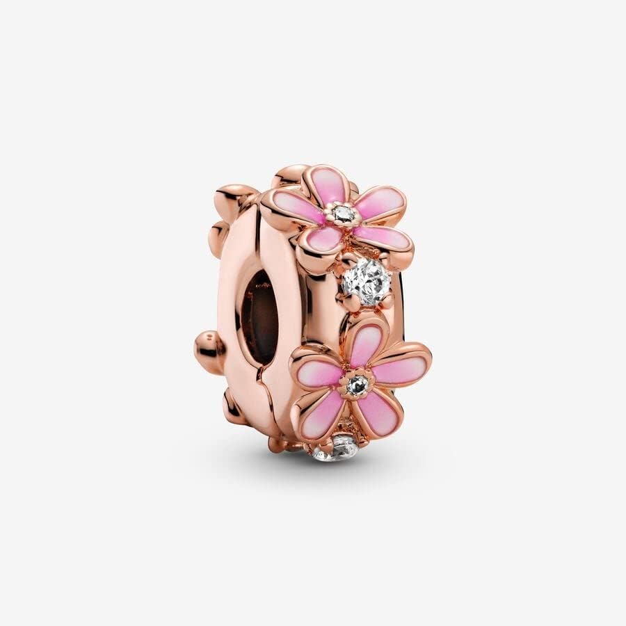 PANDORA Pink Daisy Spacer Clip Charm Bracelet Charm Moments Bracelets - Stunning Women's Jewelry - Gift for Women - Made Rose, Cubic Zirconia & Enamel, With Gift Box - Image 2