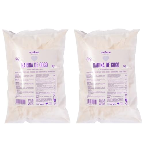 Farine de coco 2 kg nut&me | 100% noix de coco | Sans gluten | Sans additifs | Saine | Régime Keto | Non raffinée | Végétalienne | Pâtisserie