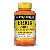 MASON NATURAL Brain Power with Sage Extract and Calcium - Optimize Mental Focus and Alertness, for a