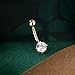 COCHARM 14K Solid Gold Belly Button Rings for Women Yellow Gold Belly Rings 14k Gold Cute Clear CZ Belly Navel Piercing Jewelry