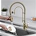 Pull Out Kitchen Faucet Kitchen Sink Mixer Tap Total Brass Vanity Water Tap Faucet(Brushed Gold)