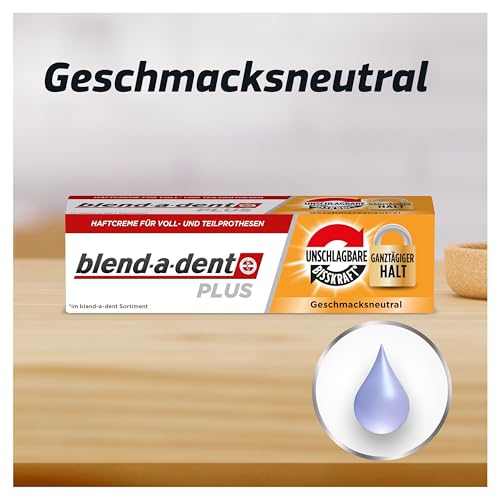 Blend-a-dent Plus Unschlagbare Bisskraft Haftcreme für Voll- und Teilprothesen, Made in Germany, Geschmacksneutral, 4x40g,Weiss