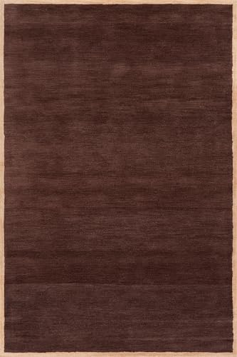 Dash & Albert Pierre Brown, 7'6' x 9'6', Handmade, Bordered, Wool, Soft and Cozy, High Traffic, Stain Resistant, Easy Clean, Durable Area Rug for Bedroom, Living Room, Dining, Den, Foyer, Entryway